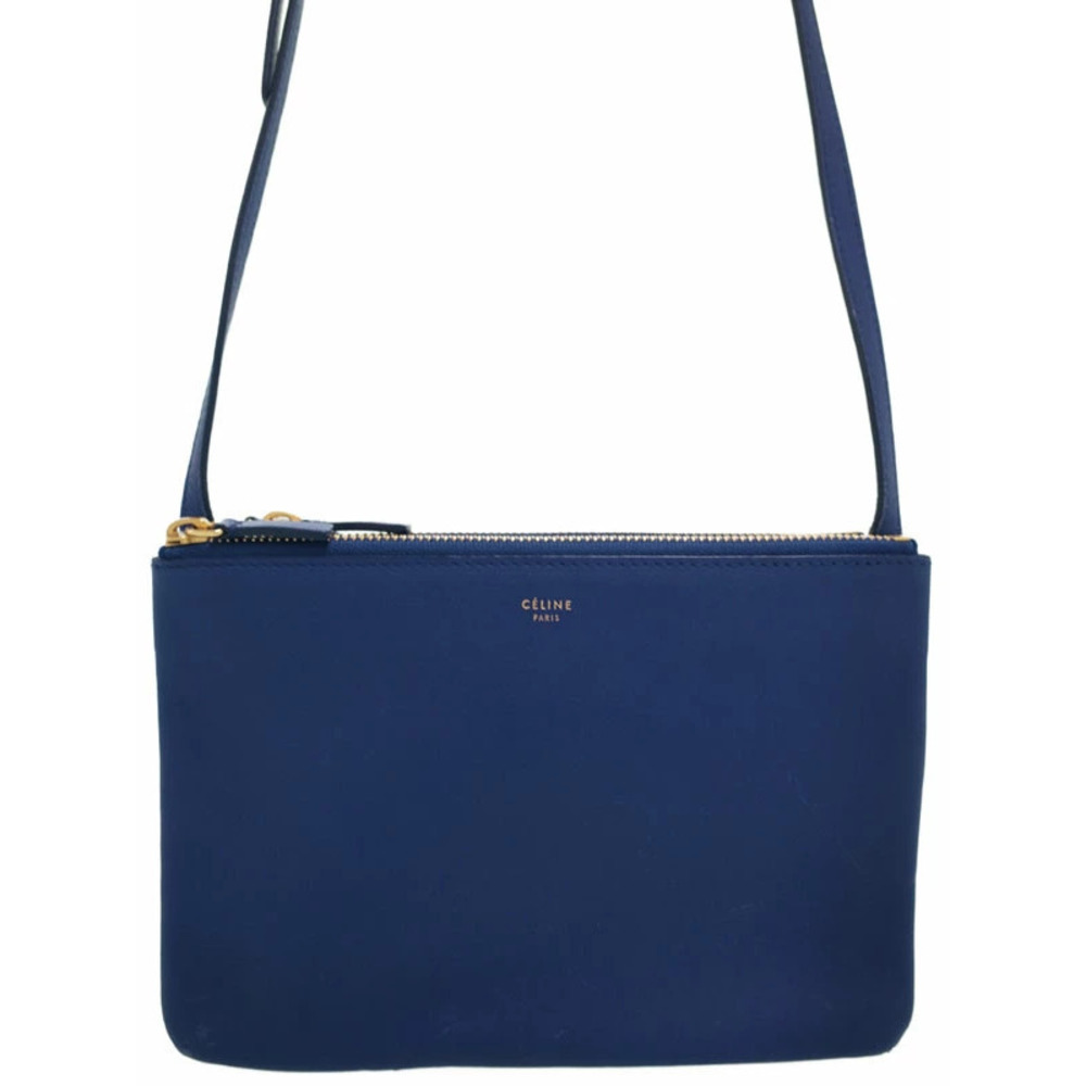 Celine Trio Leather Crossbody Bag Black